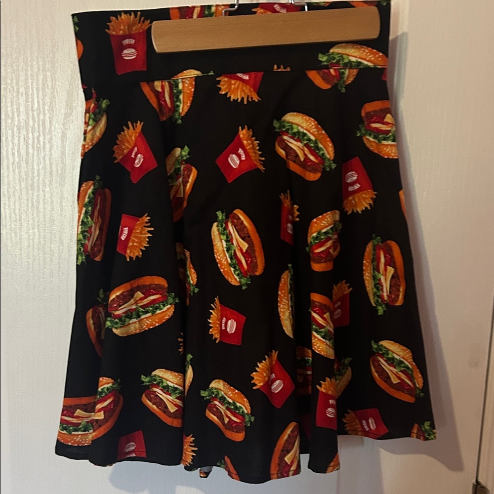 Retrolicious Skirt with Burger and Fries Print